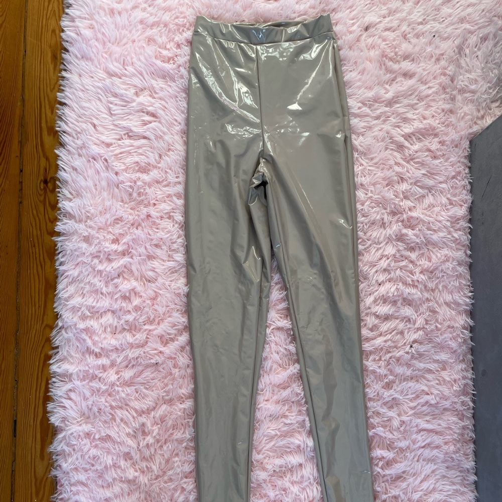 Pretty Little Thing Tan Vinyl Pants